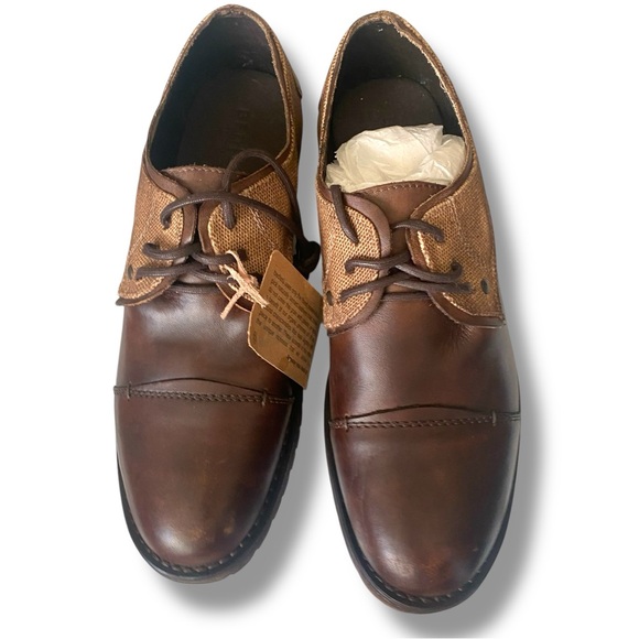 BED|STU Bed Stu Brown Canvas Leather Cap Toe Distressed Leather Oxfords Men\'s 8 main image 6